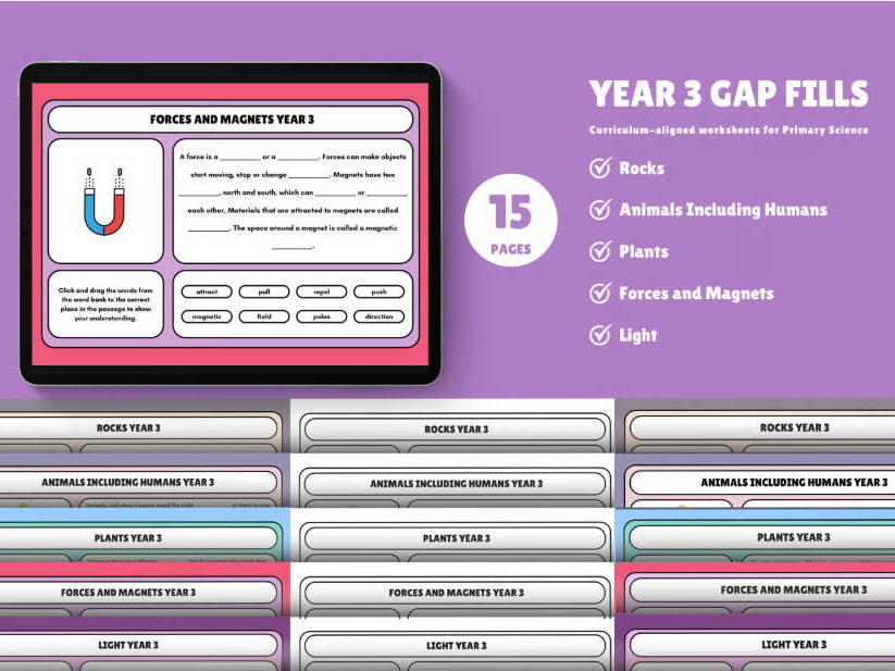 Year 3 Science Gap Fill Pack ALL UNITS