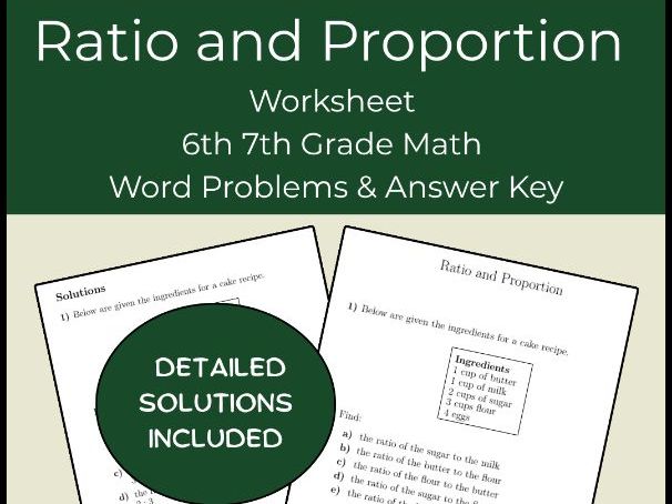 Ratio and Proportion Worksheet | 6th 7th Grade Math Word Problems & Answer Key