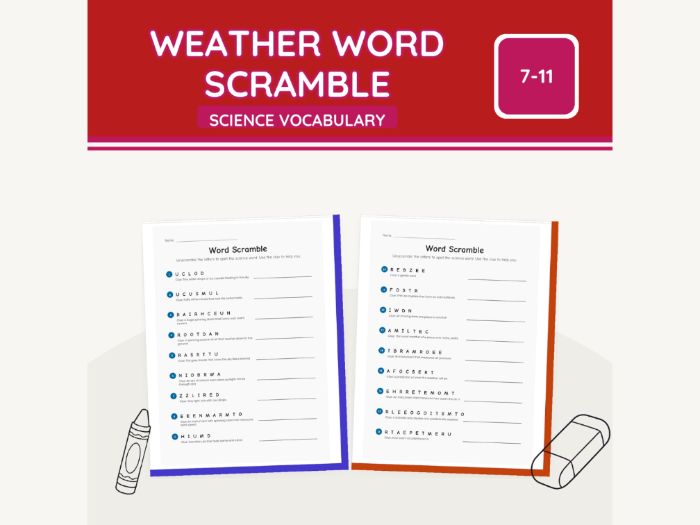 Weather Word Scramble KS2 Science | 5 Sheets