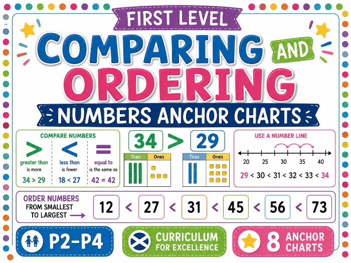 Comparing and Ordering Numbers KS1/First Level Anchor Charts