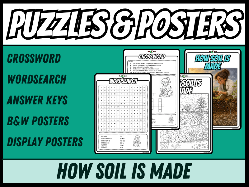 How Soil Is Made | Crossword, Wordsearch, Colouring Posters | Year 3 and 4