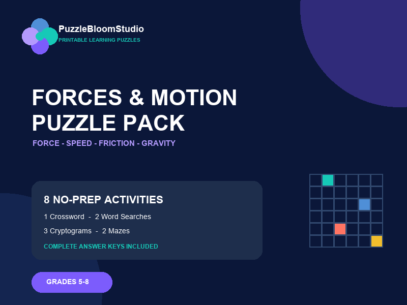 Forces and Motion Puzzle Pack Grades 5-8