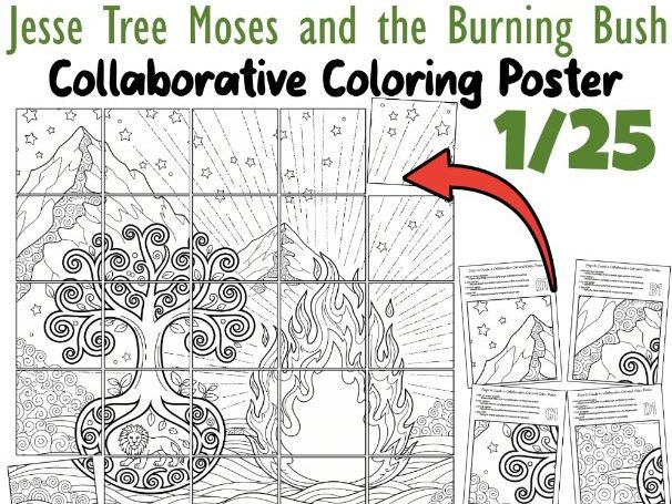 Jesse Tree Moses and the Burning Bush Collaborative Poster | Advent Bible Art