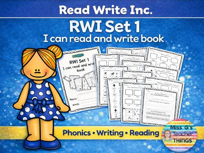 Year 1 / Reception - RWI phonics set 1 'I can read and write' workbook + set 1 flashcards