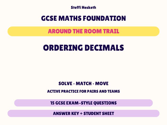 GCSE Foundation Maths Ordering Decimals | Around the Room Trail