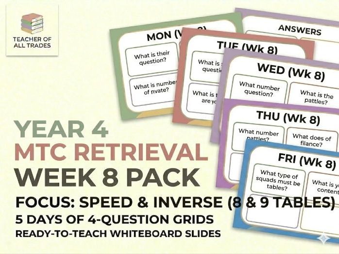 Year 4 MTC Retrieval | Week 8: Speed & Strategy | Focus on High-Value Facts & Inverse