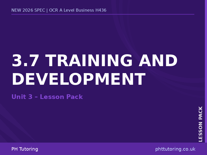 NEW 2026 OCR A Level Business H436 – 3.7 Training and Development – LESSON PACK