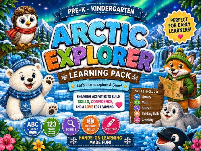 Arctic Explorer Learning Pack | Math, Literacy, Tracing & Fine Motor Activities | Pre-K–Kindergarten
