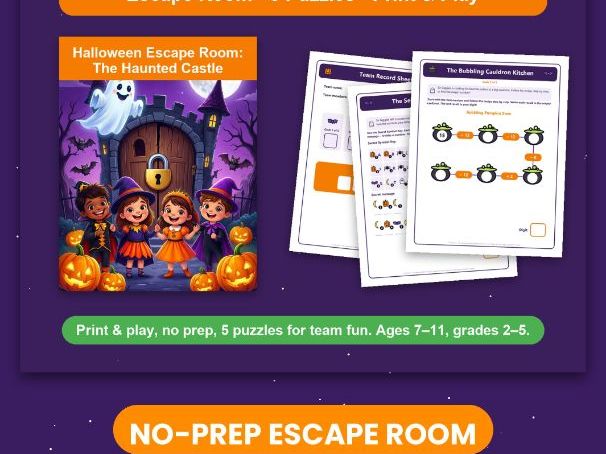 Halloween Escape Room for Kids – No Prep Printable Game (KS2, ages 7–11)