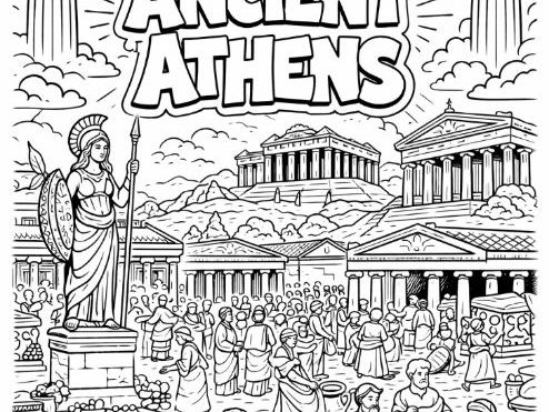 Ancient Athens at the Agora Colouring Page