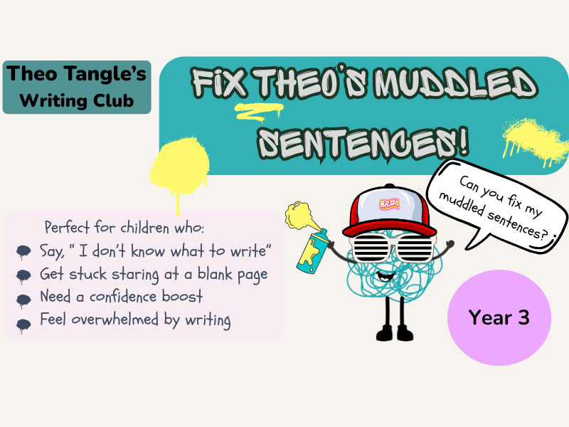 Theo Tangle's Muddled Sentences | Year 3 Writing Activities | Grammar, Punctuation & Adverbs