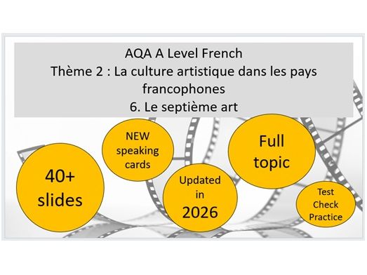 AQA A Level / AS Level French – Le septième art FULL TOPIC