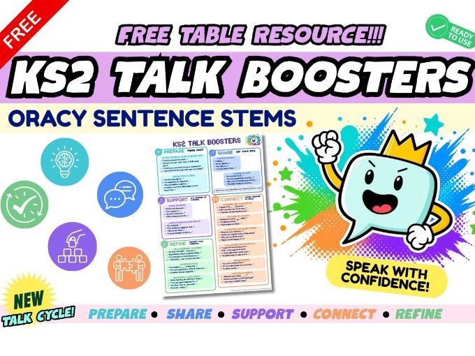 FREE KS2 Oracy Talk Mat | Talk Boosters Sentence Stems | Discussion, Reasoning & Debate | Years 3–6