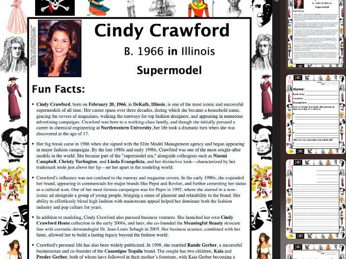 Cindy Crawford PACKET & ACTIVITIES, Important Historical Figures Series