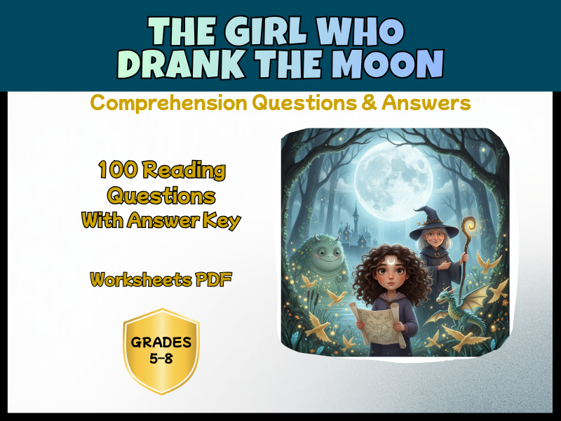 The Girl Who Drank the Moon Novel Study Reading Comprehension PDF | 100 Questions | Year 5 - 8