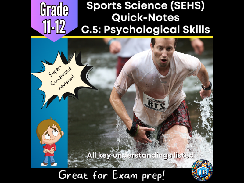 IB DP Sports Science (SEHS): C5 Psychological Skills – Condensed Topic Revision Notes (2026)