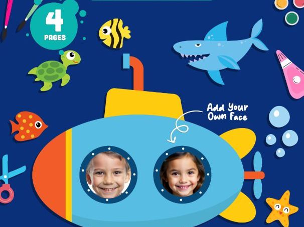 Submarine Craft, Color, Cut and Glue, Add Your Own Face