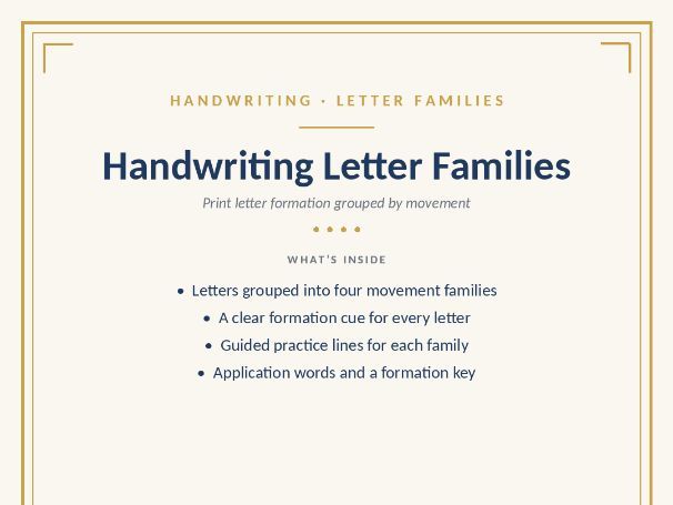 Handwriting Letter Families