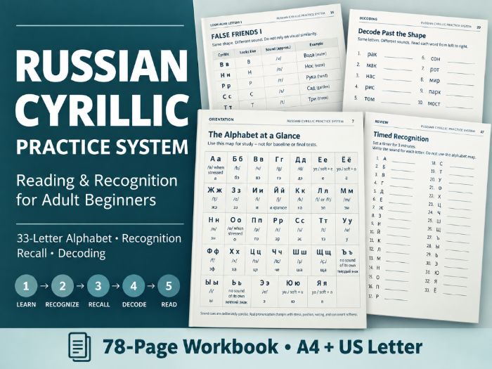 Russian Cyrillic Reading Practice Workbook