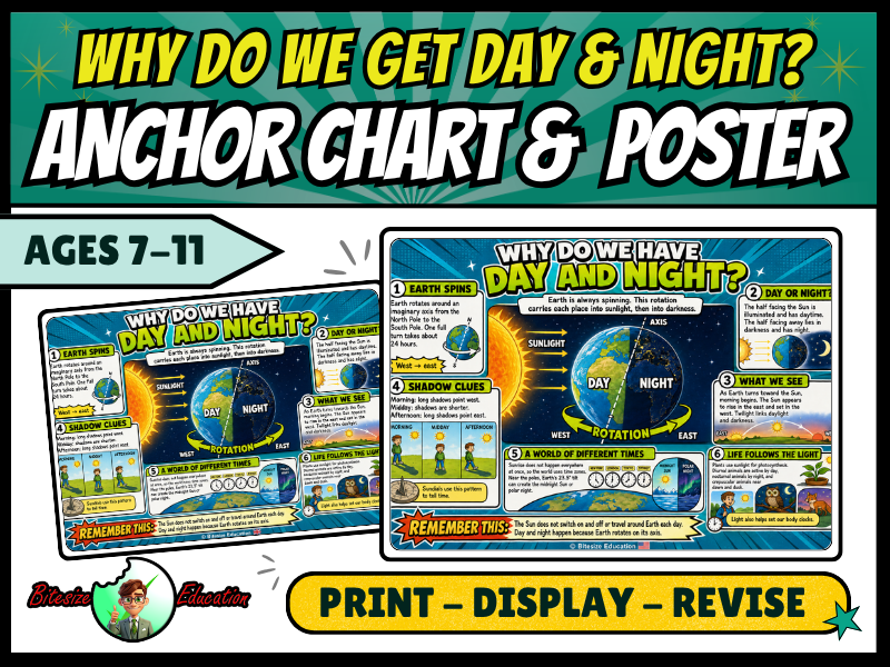 Day and Night KS2 Science Poster | Earth’s Rotation