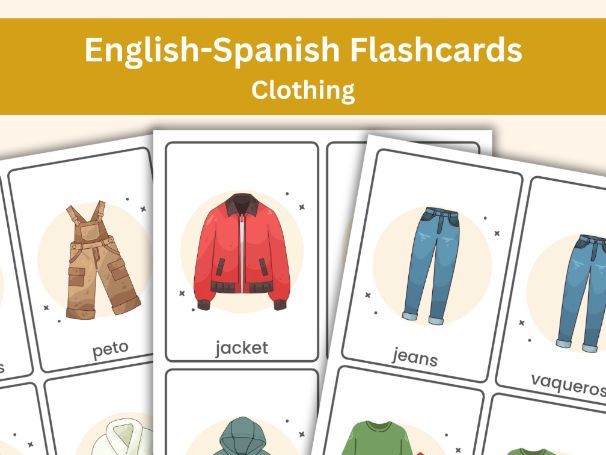 English - Spanish Flashcards - Clothing Vocabulary