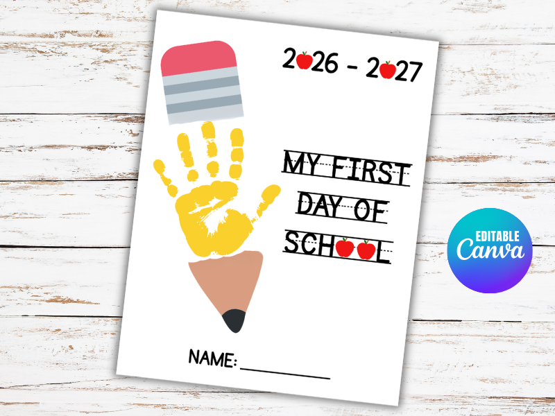 First Day Of School Handprint Craft 2026 Kindergarten Preschool Handprint Back To School Activity
