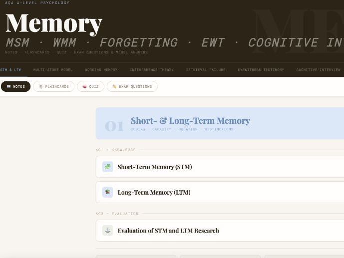 Memory interactive revision hub