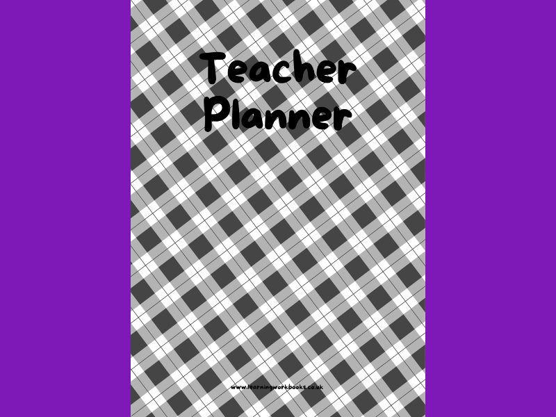 Black, White and Grey Buffalo Plaid Teacher Planner