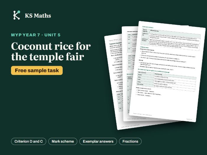 FREE MYP Year 7 Fractions criterion D task + mark scheme
