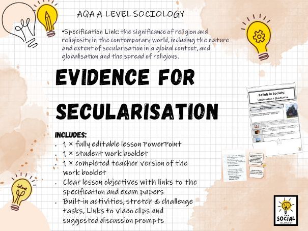 AQA A level Sociology - Beliefs in Society - Evidence For Secularisation