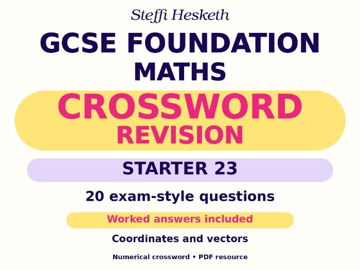 GCSE Foundation Maths Crossword Revision Starter 23