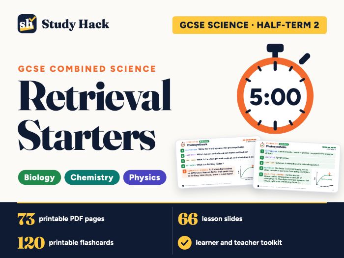 GCSE Science Retrieval Starters, Half-Term 2: 30 five-minute starters, slides and printables