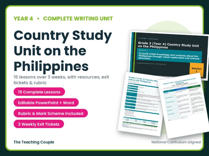 Country Study Unit on the Philippines | Year 4 English Unit | 15 Complete Lessons