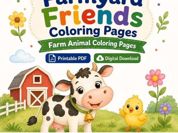 Farmyard Friends Coloring Pages | Farm Animal Coloring Pages | Printable PDF | Digital Download