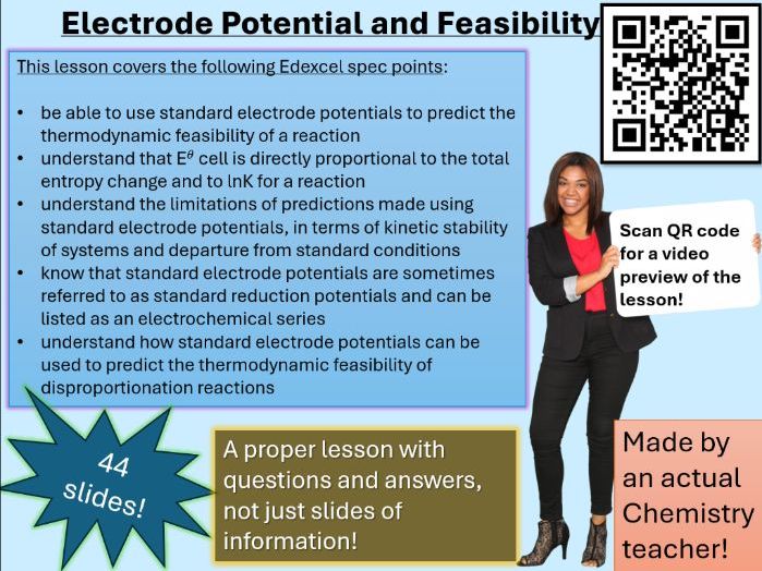Standard Electrode Potential | Feasibility (scan for video preview)