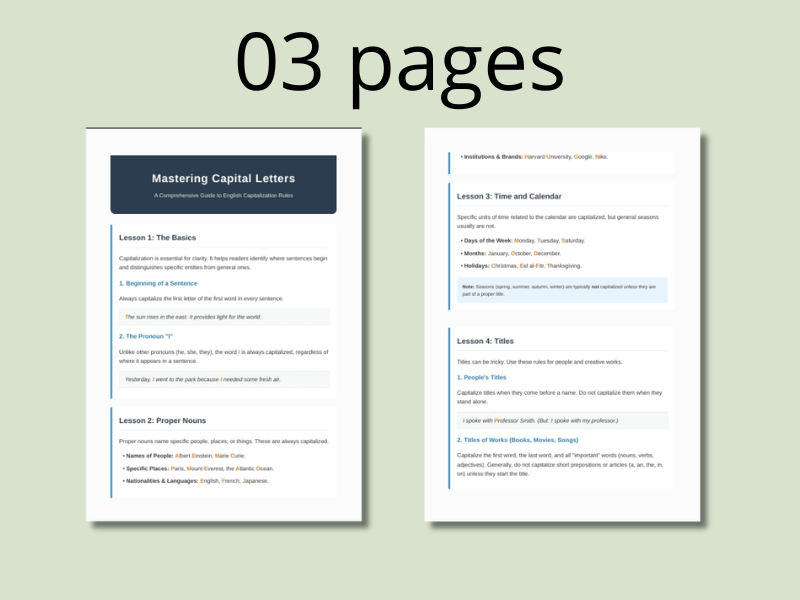 Mastering Capitalization: A Comprehensive Guide & Lesson Pack