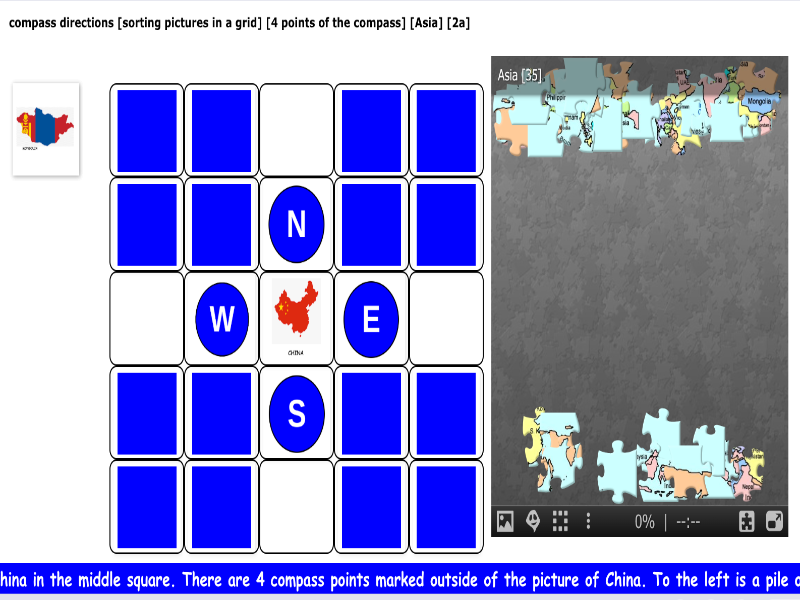 compass directions [sorting pictures in a grid] [4 points of the compass] [Asia] [2a]