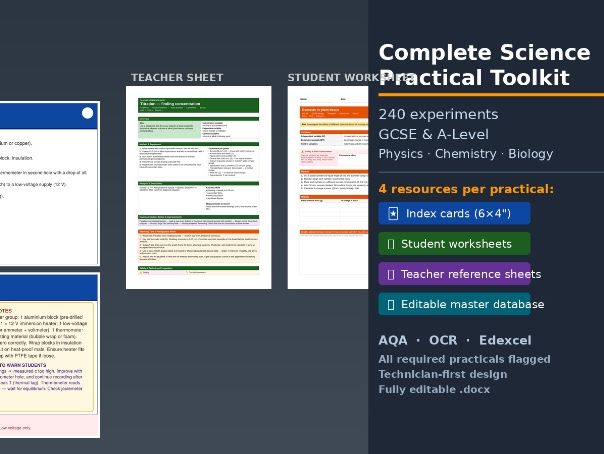 Complete Science Practical Toolkit — 240 Experiments | GCSE & A-Level | Physics, Chemistry, Biology