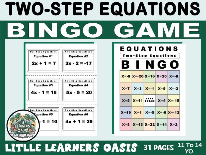 Two-Step Equations Bingo Game | Middle School