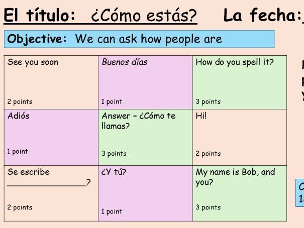 Asking how you are Y7 Spanish 1 lesson