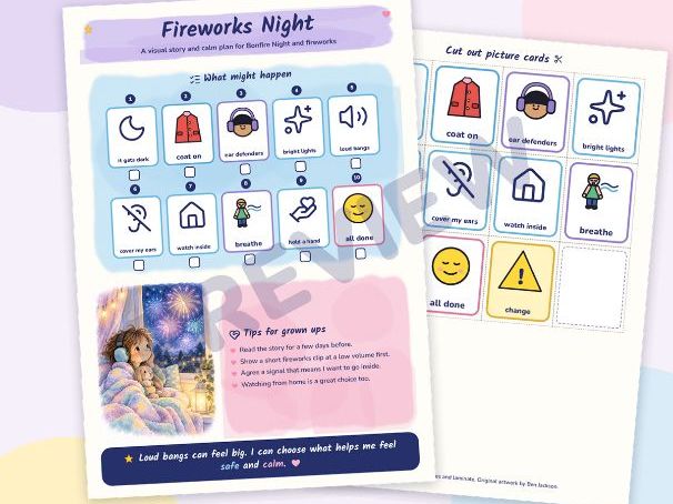 Fireworks and Bonfire Night: Visual Story and Calm Plan with Picture Cards