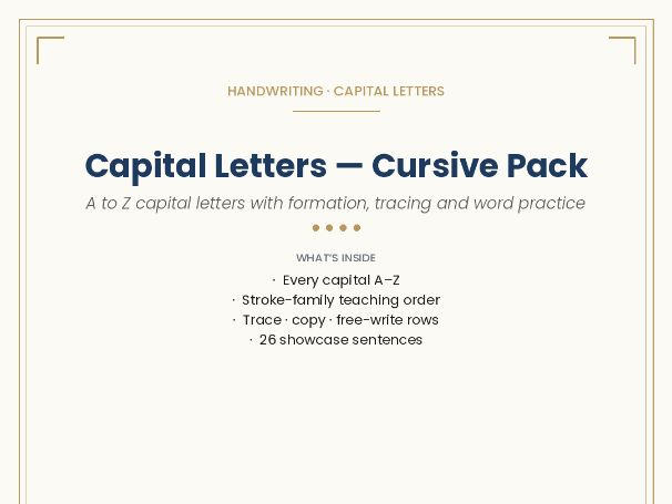 HANDWRITING · CAPITAL LETTERS Capital Letters — Cursive Handwriting Pack