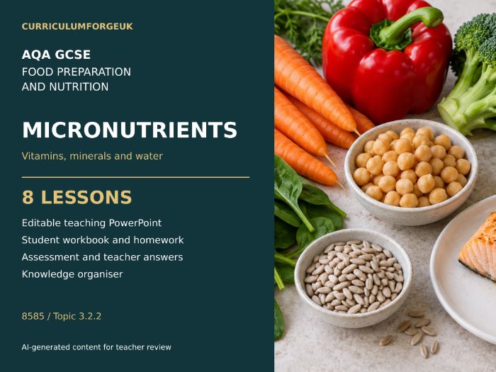 AQA GCSE Food Preparation and Nutrition: Micronutrients | Vitamins, Minerals & Water