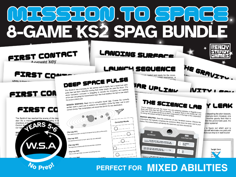 KS2 SPAG Bundle | Space Grammar Activities & Games | SATs Revision Y5 Y6