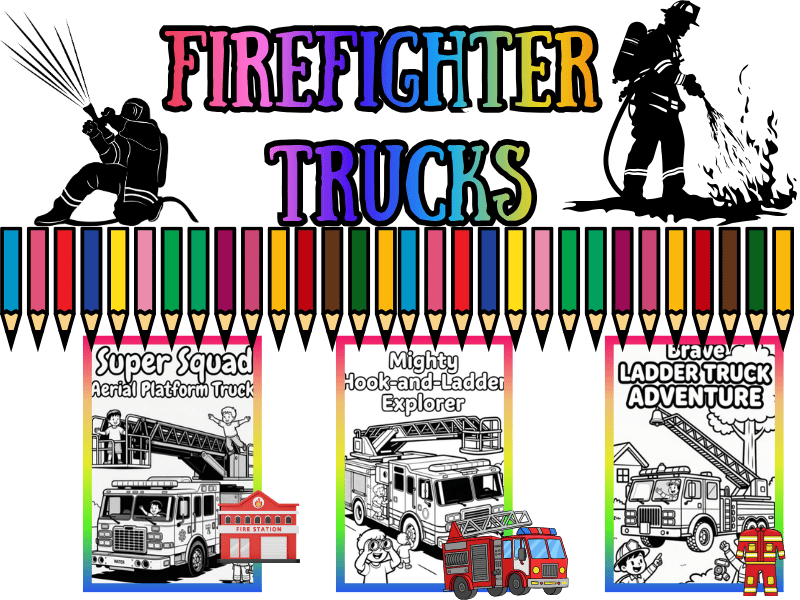 Firefighter Trucks Coloring Pages for Kids | NO PREP Printable Activity Pack