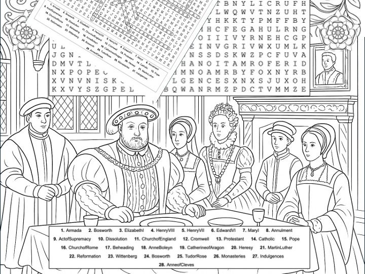 Christmas Colouring Word Search: The Tudors