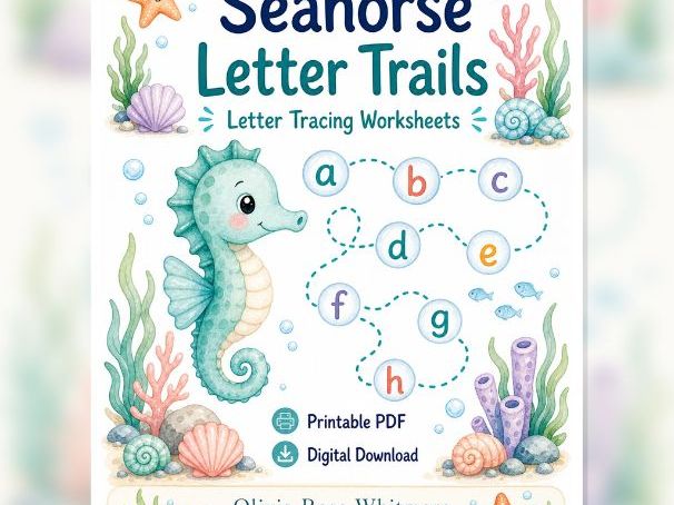 Seahorse Letter Tracing Activity Pages