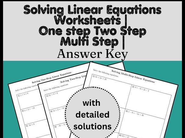 Solving Linear Equations Worksheets | One step Two Step Multi Step | Answer Key