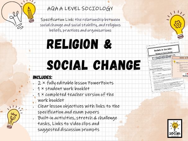 AQA A level Sociology - Beliefs in Society - Religion & Social change