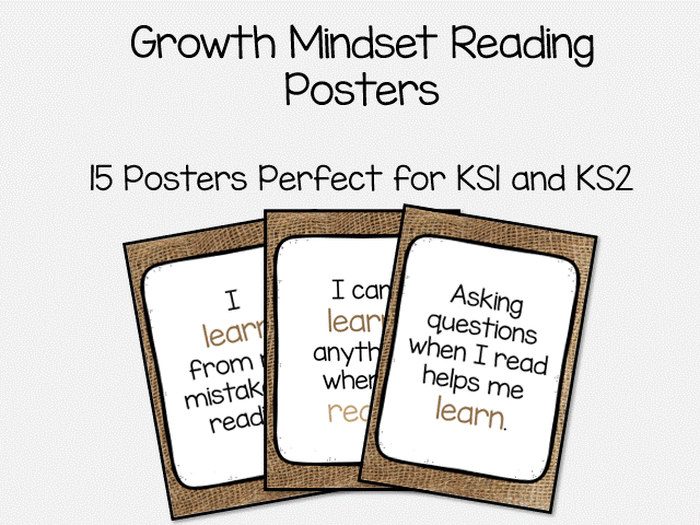 Natural Hessian Growth Mindset Reading Posters | Reading Corner Display
